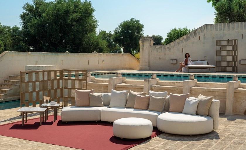 Talenti Круглый садовый пуф из ткани Scacco Scapuft - Вид №3