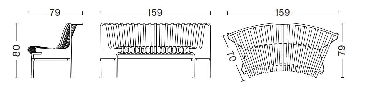 Стальная садовая скамейка с порошковым покрытием со спинкой Hay Палисад ARCH-00074175 - Вид №74