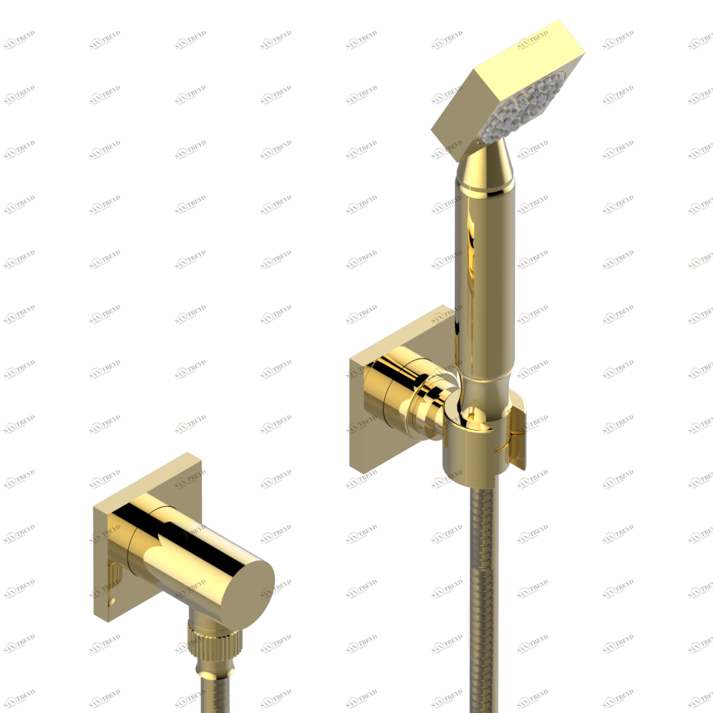 G1T-52 Душ ручной стильный встраиваемый в стену, шланг, стационарный кронштейн и колено для душа Thg-paris Beluga Золото G1T 52 CAT.F