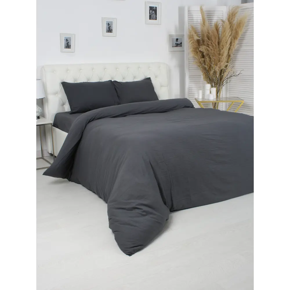 Комплект постельного белья полутораспальный полисатин графитовый Santreyd STLM-2108870 - Вид №1