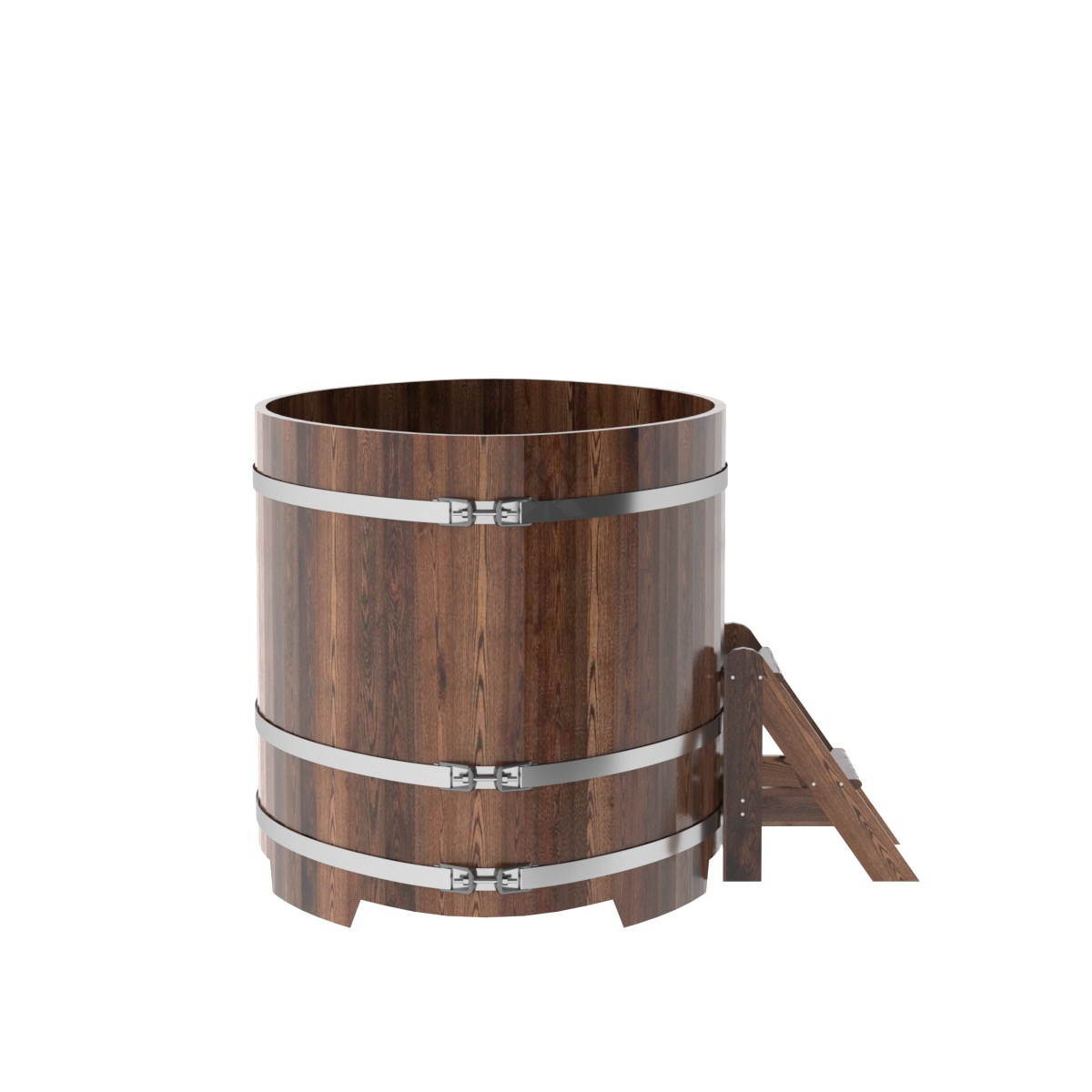 1188 Купель овальная из лиственницы 1,15х1,83х1,1 морёная премиум Alyarus  - Вид №2