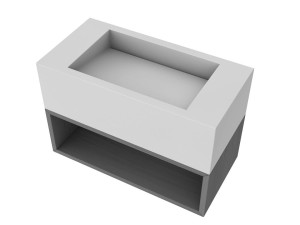 Одиночная подвесная раковина из твердой поверхности с держателем для полотенец