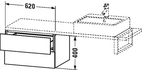 LC582804747 Шкафчик для компактной консоли L-Cube #LC5828 620 x 477 мм Каменно-синий глянцевый лак Duravit - Вид №1