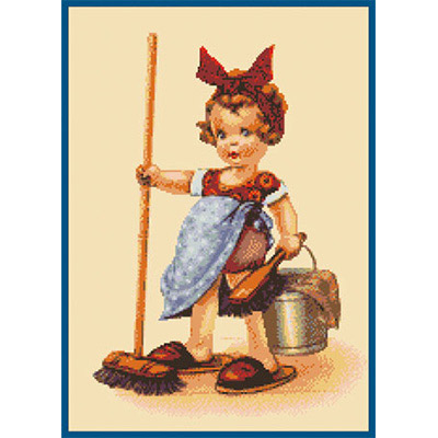 160х227кл Схема для вышивания цв. А3 ДК-283 "Девочка с ведром" Santreyd 