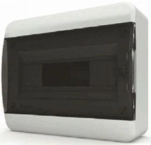 Бокс внешний на 12 модулей, накладной Tekfor (черная прозрачная дверь)