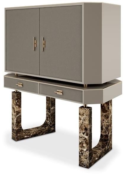 Porustudio Барный шкаф с дверцами и ящиками, обтянутыми кожей Lincoln sun-id-1445971 - Вид №1