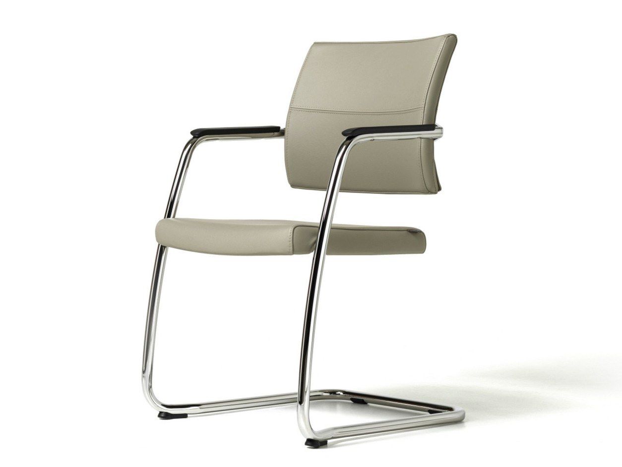 Кожаный консольный стул с подлокотниками для залов ожидания Diemme ARCH-00052114 - Вид №1