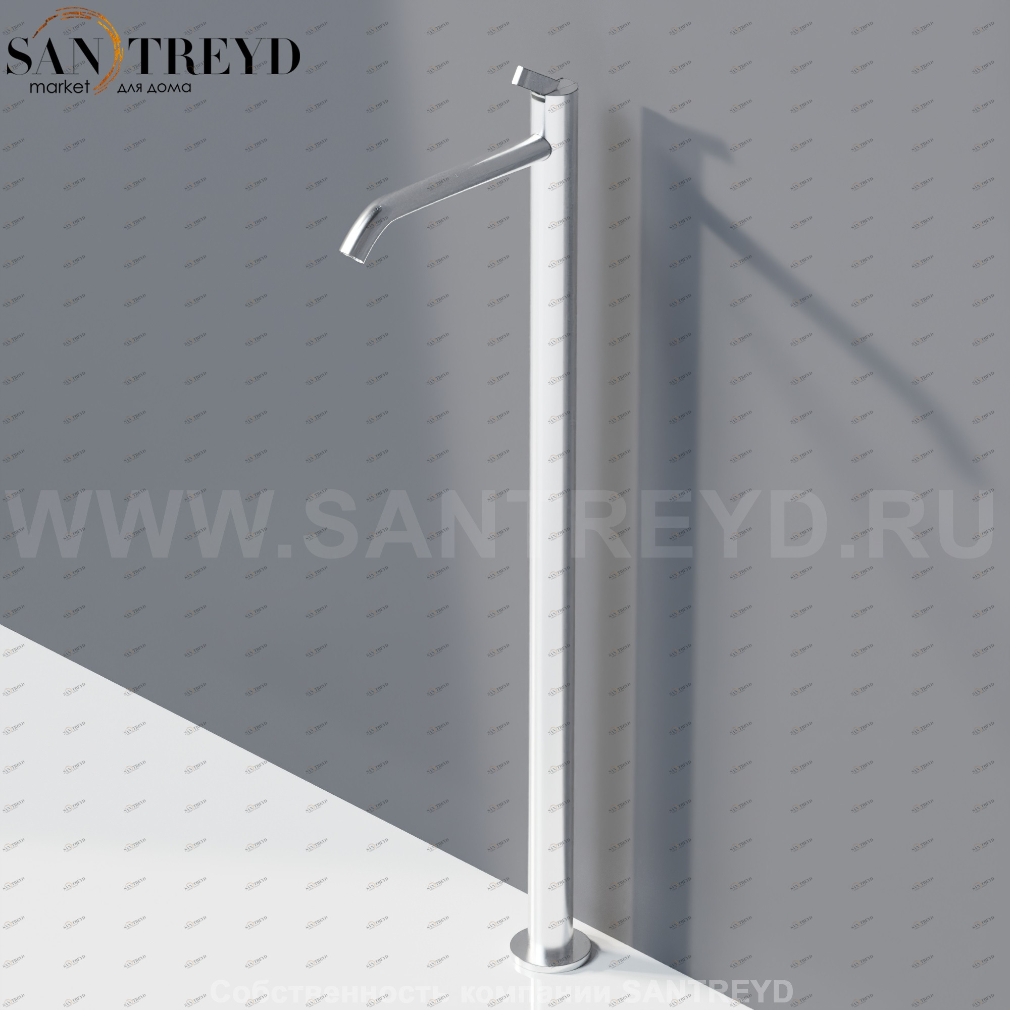 Agape SQUARE Напольный смеситель для ванны хромированный матовый ARUB1115SP