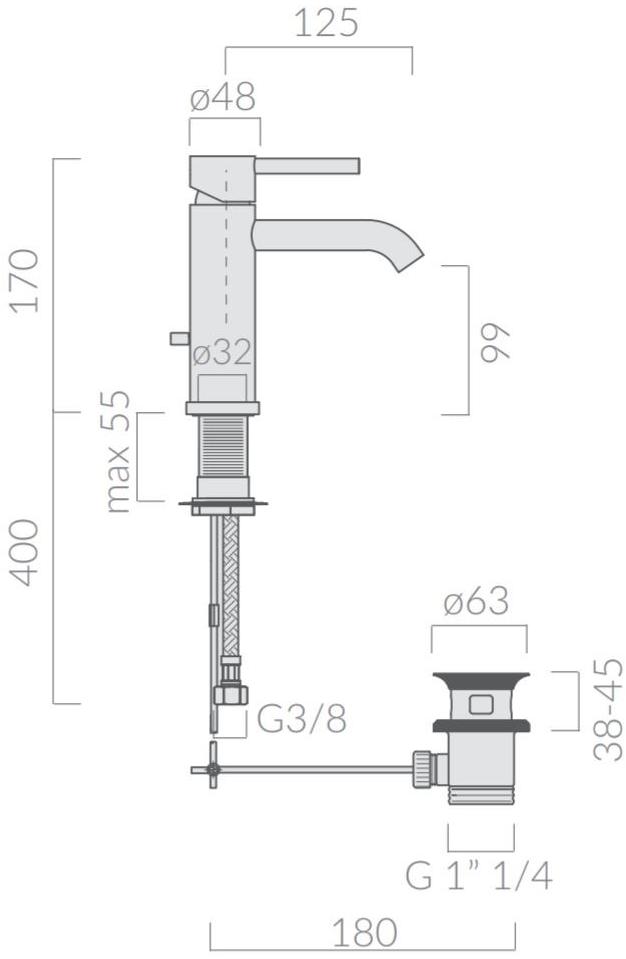 GALASSIA Смеситель для умывальника, однорычажный Meg11 5445 - Вид №1