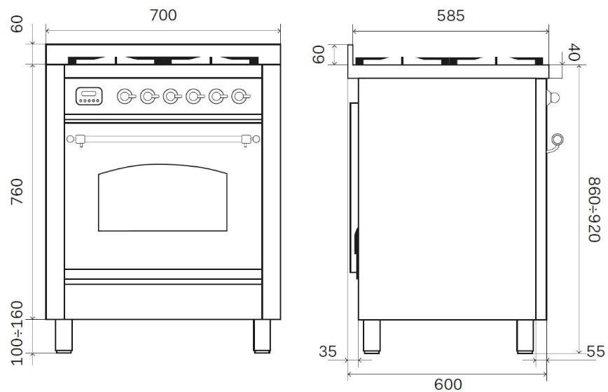 Ilve Отдельностоящая стальная кухня Nostalgie P07n Santreyd - Вид №2