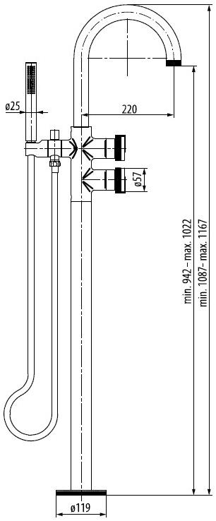 GRAFF Напольный смеситель для ванны с ручным душем Mod+ 5578000 - Вид №3