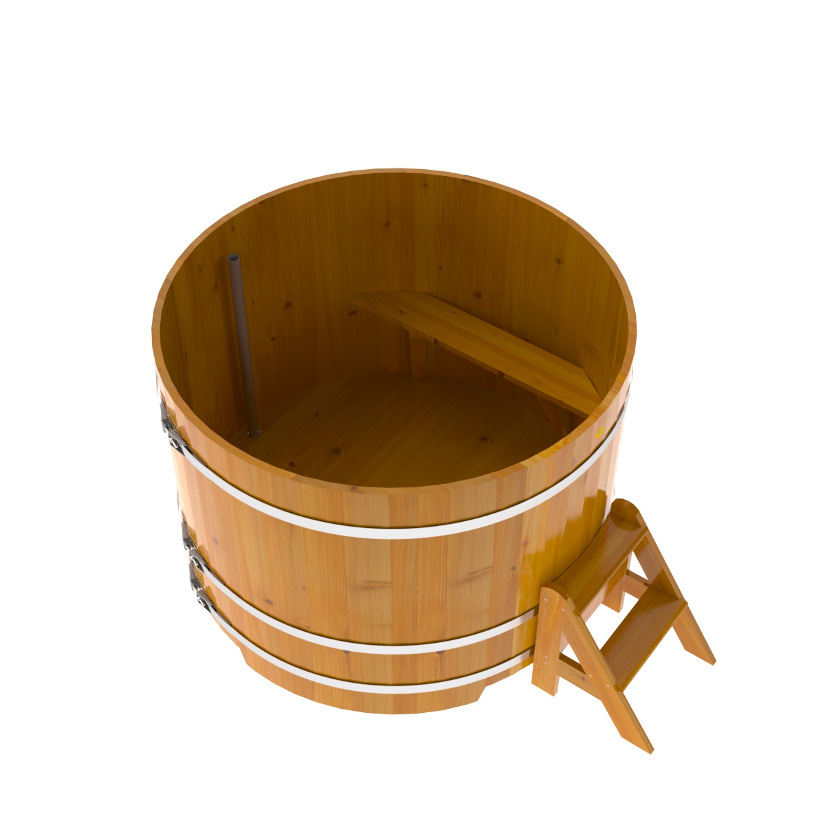 2231 Купель круглая из лиственницы Рустик d=1,50х1,1 натуральная Alyarus  - Вид №2