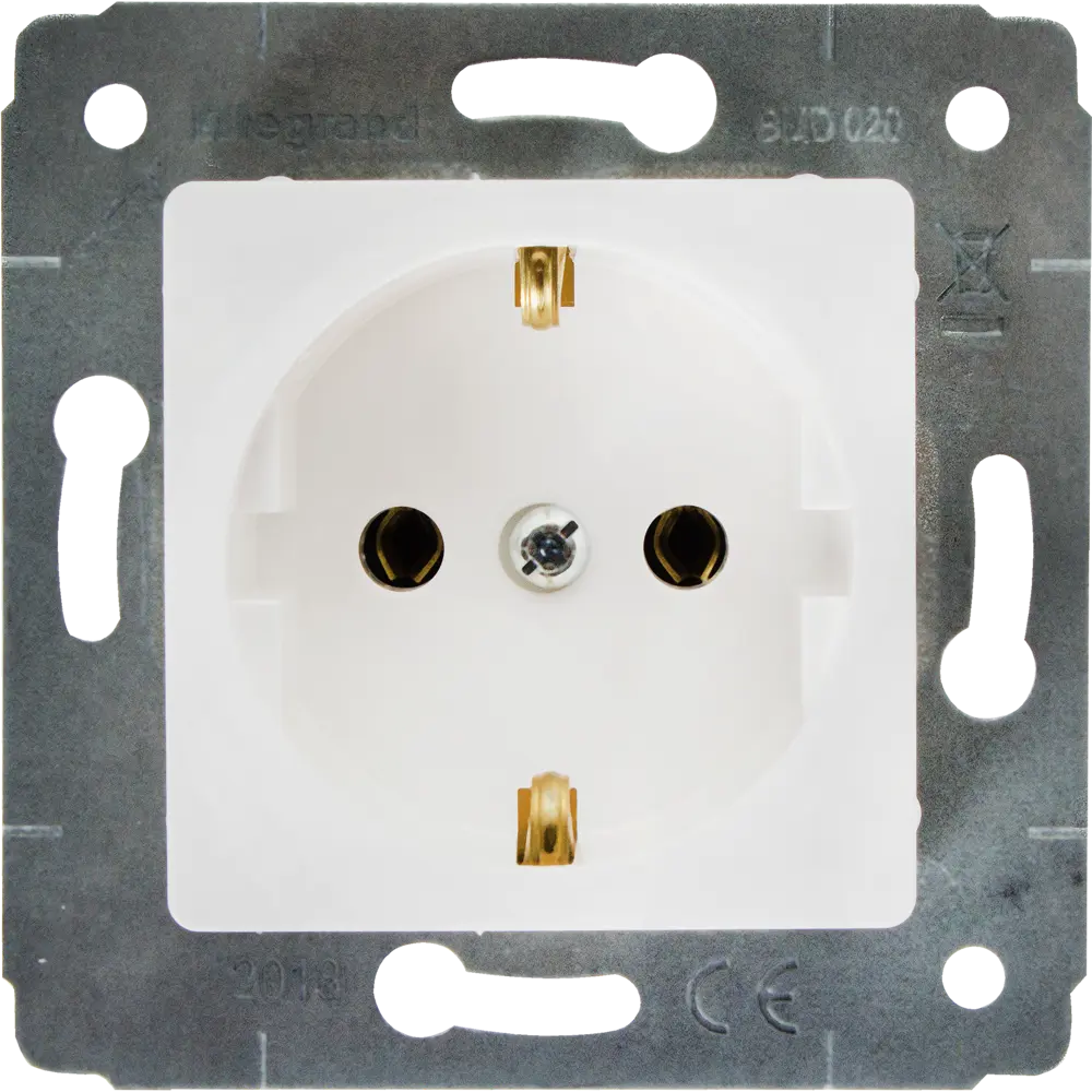 Розетка встраиваемая Legrand Cariva с заземлением, цвет белый STLM-2155536