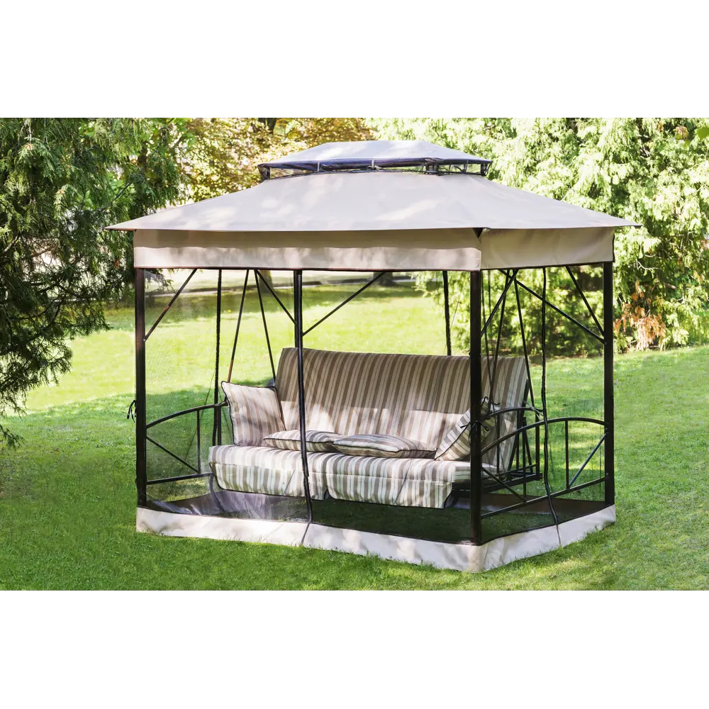 Качели-павильон садовые 4-х местные (до 280 кг) бежевый Santreyd с1027 STLM-2008852 - Вид №2