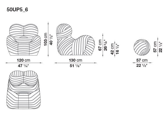 Тканевое кресло с подставкой для ног B&B Italia ARCH-00005633 - Вид №3