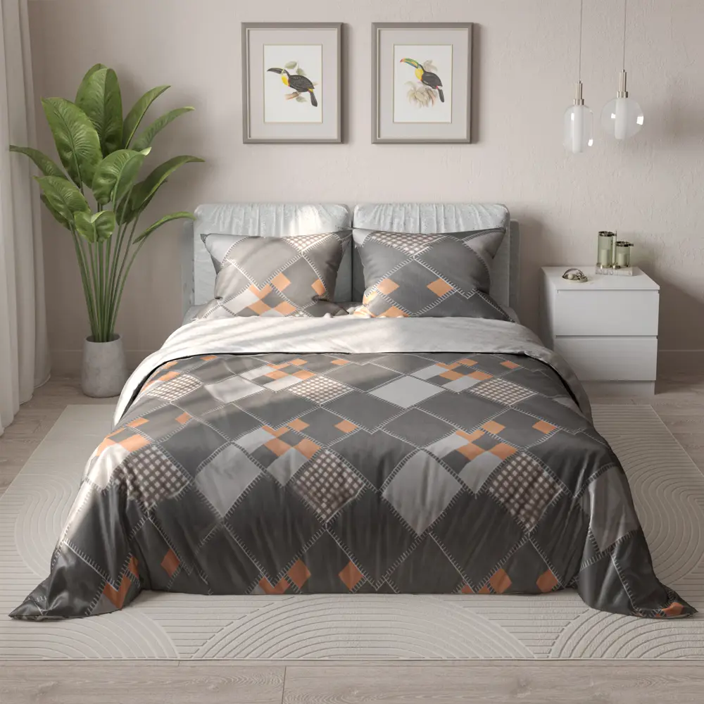 Комплект постельного белья Amore Mio Кварта евро сатин разноцветный STLM-2043330