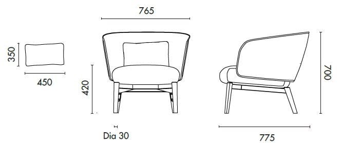 Кресло с подлокотниками из ткани и деревянной основой Grado Design Beos ARCH-00033561 - Вид №7