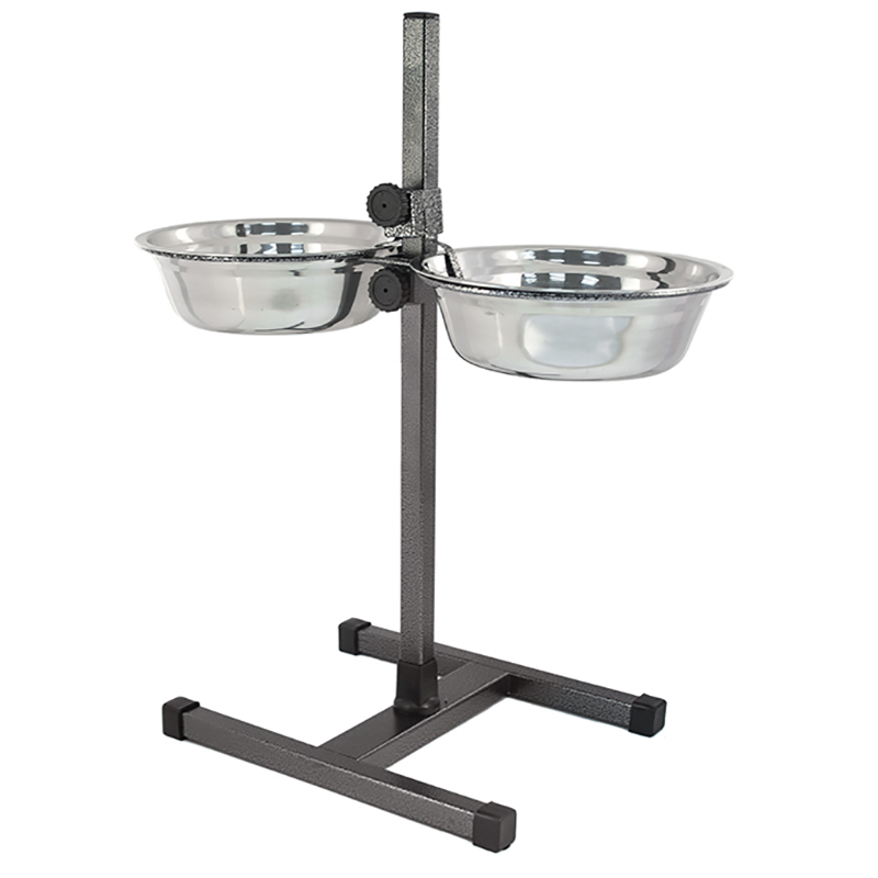 ПР0037176 Стойка с мисками для животных регулируемая, шагрень, h50см, D22см, 2х1,5л ХОРОШКА 
