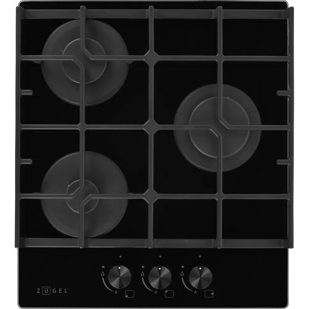 Газовая варочная панель Zugel ZGH453B 45 см 3 конфорки цвет черный STLM-2210401 - Вид №1