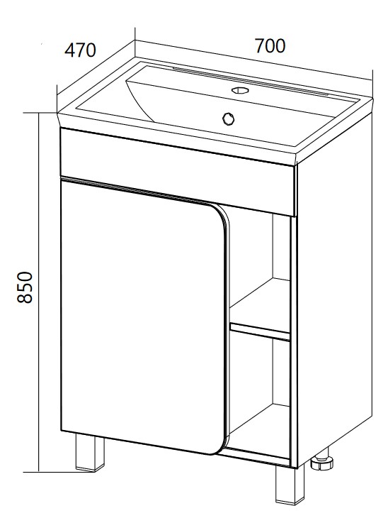 У76063 Тумба Nuvo 70Н 1д. Дуб Сонома 1 Marka NUVO  - Вид №4