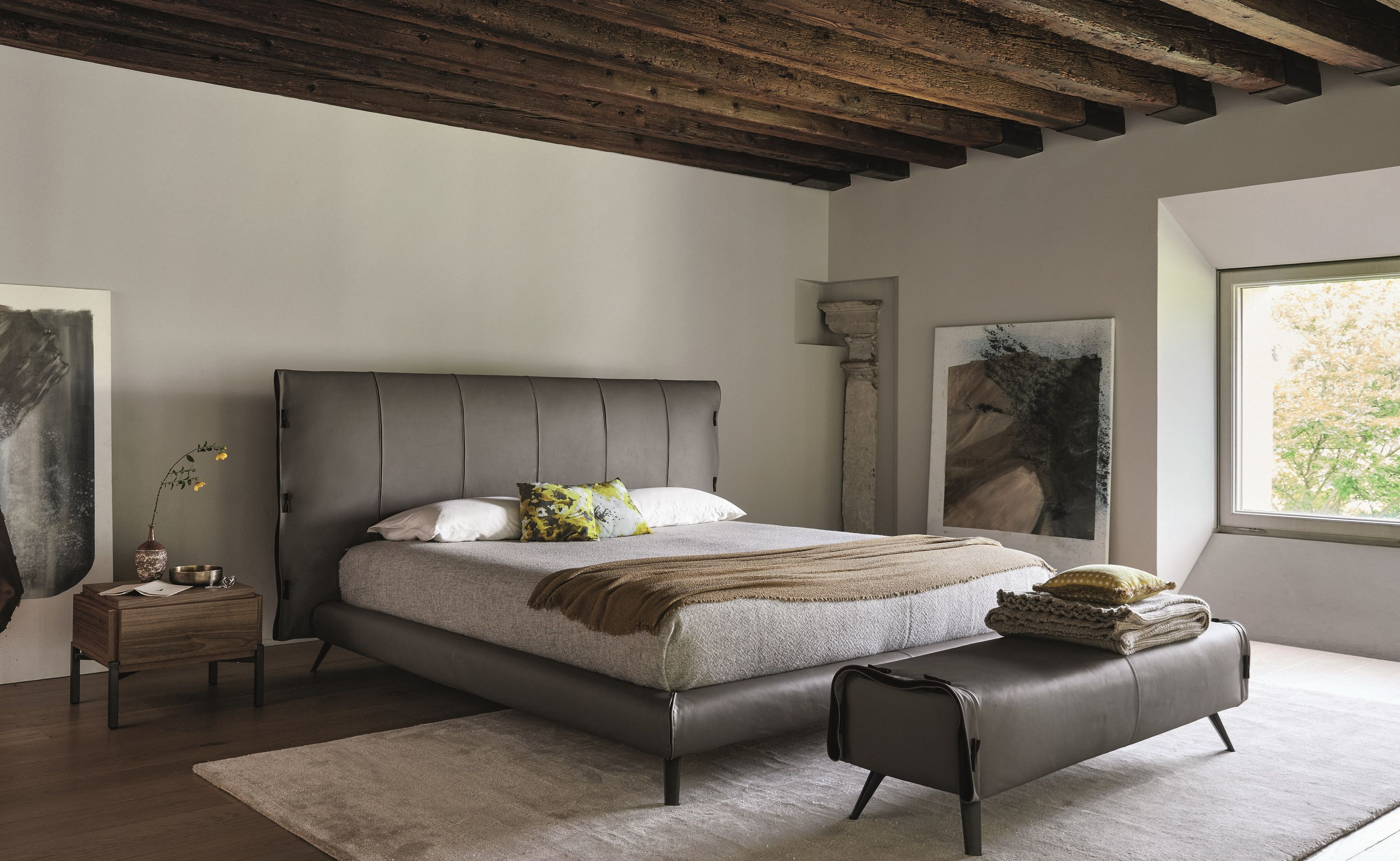 Двуспальная кровать из ткани с мягким изголовьем BONALDO Cuff ARCH-00119975 - Вид №1