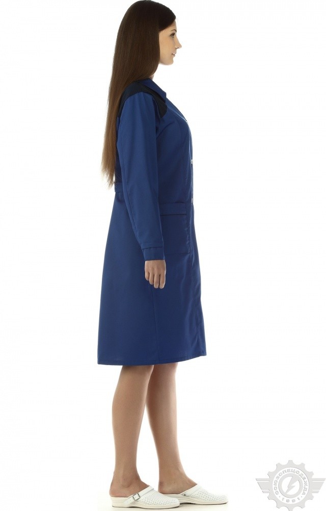 65725 Халат "Мастерица" женский василек с темно-синим  Одежда для обслуживающего персонала  размер 60-62/158-164 Спецодежда  - Вид №4