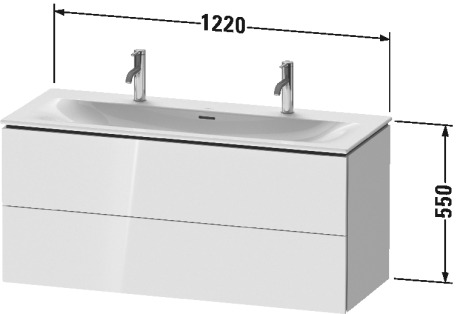 LC630902222 Тумбочка подвесная L-Cube #LC6309 1220 x 481 мм Белый глянцевый декор Duravit - Вид №1