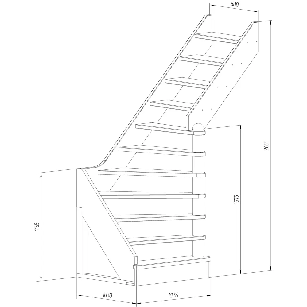 Лестница поворотная 90° ЛС-92 универсальная Santreyd STLM-2020735 - Вид №4