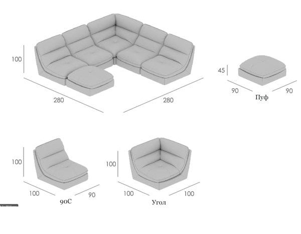 Диван Lancaster угловой серо-синий UNICO ДИЗАЙНЕРСКИЕ 248903 Серый  - Вид №4