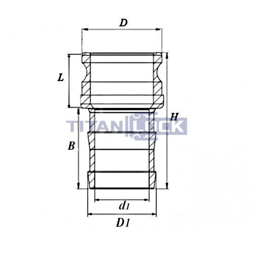 Камлок алюминиевый тип E серия "EcoLine", ниппель с хвостовиком 1", TL100EAL-EL TITAN LOCK  - Вид №1