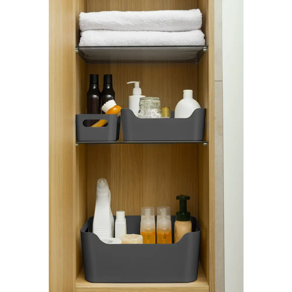 Корзина для хранения Сканди 24x9x17 см пластик цвет графит Santreyd Scandi STLM-2152621 - Вид №7