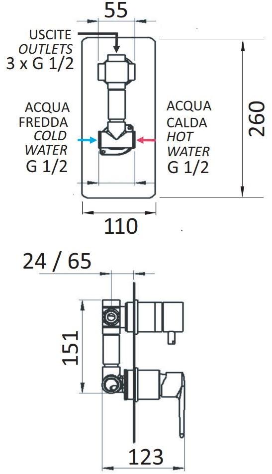 Rubinetterie Mariani Встраиваемый однорычажный смеситель для душа из латуни Armonia sun-id-1376970 - Вид №2