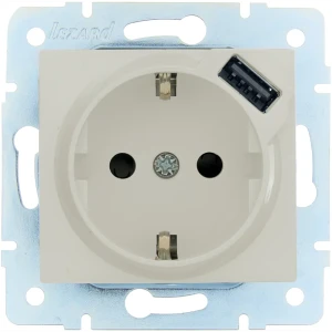 Розетка USB встраиваемая Lezard Asti с заземлением цвет кремовый 89385430 STLM-2055361