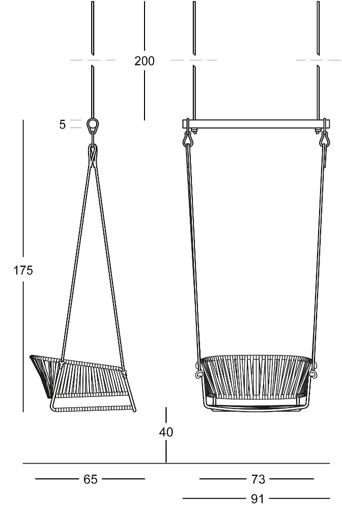 Подвесное сиденье на 1 место из морской веревки и стали S-CAB Лиза ARCH-00006315 - Вид №10