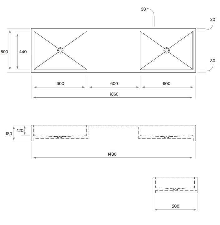Подвесной прямоугольный двойной умывальник COCOON Maison ARCH-00125699 - Вид №12