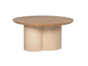 Керамический и деревянный низкий круглый журнальный столик