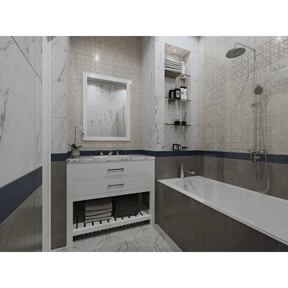 Плитка настенная Marble 25х35 см 1.4 м² цвет белый BELANI STLM-2047859 - Вид №4