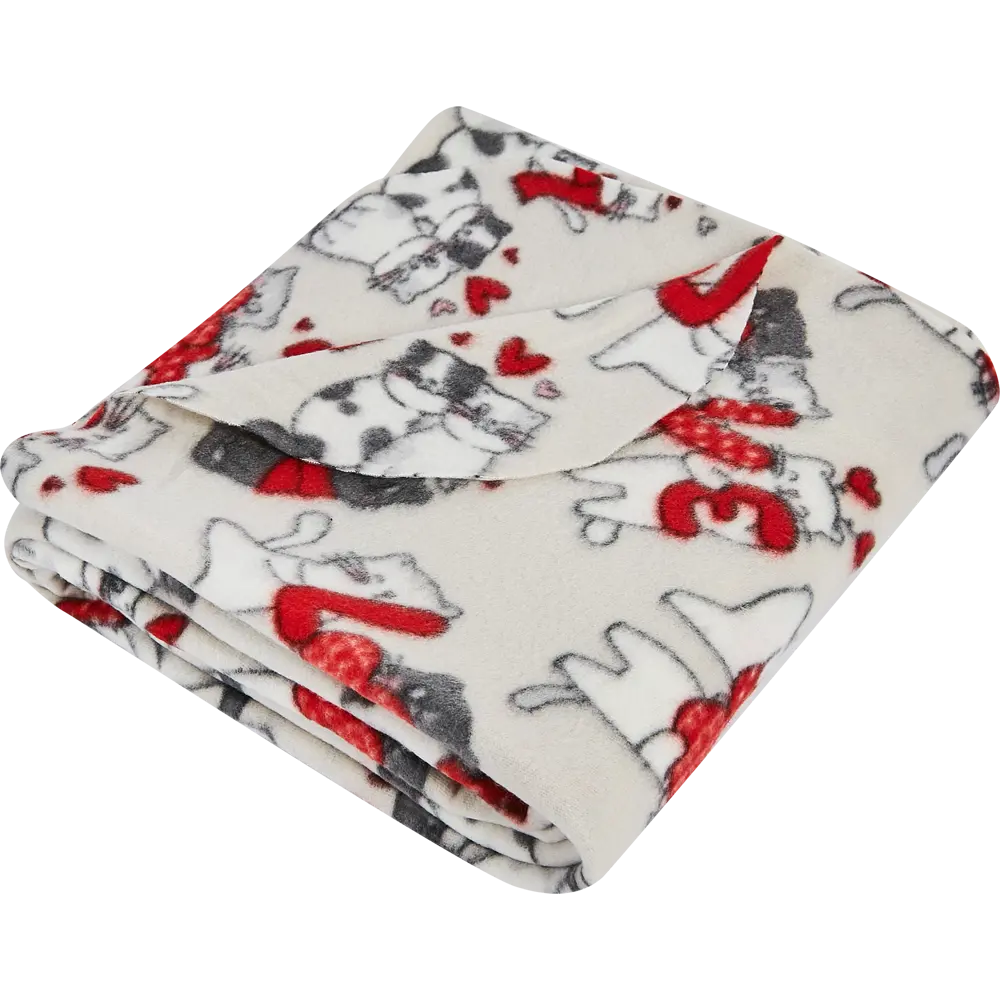 Плед Kitty Love 120x150 см флис цвет белый Ardenza STLM-2188731