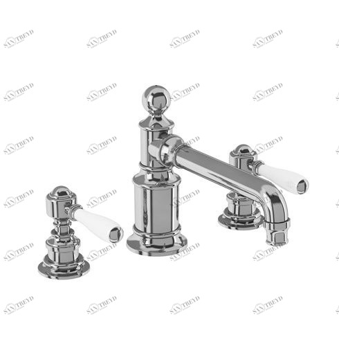 Смеситель для раковины, 3 отв, ручки - леверы белые, хром [ARC15 CHR + ARC65 CHR] Arcade Burlington ARC15 CHR, ARC65 CHR