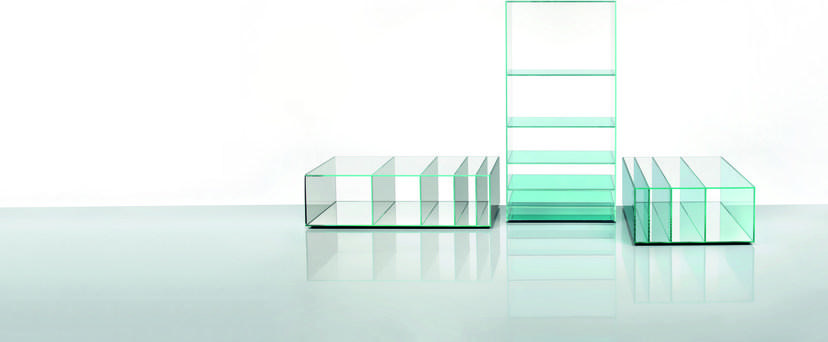Glas Italia Квадратный хрустальный журнальный столик с отделением для хранения Deep sea sun-id-1405743 - Вид №1