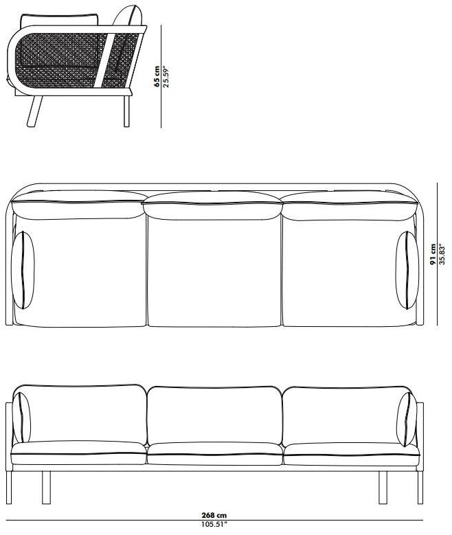3-х местный бархатный диван Buzzicane Santreyd sun-id-1471186 - Вид №1