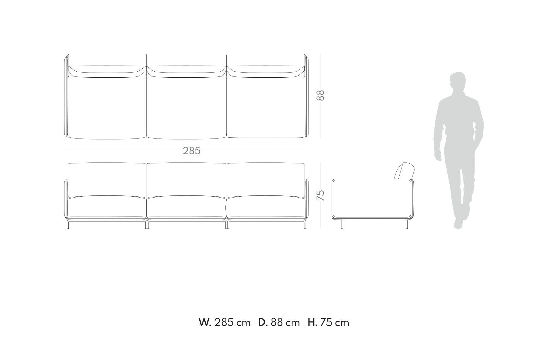 3-местный тканевый диван PRADDY Metro ARCH-00028255 - Вид №11
