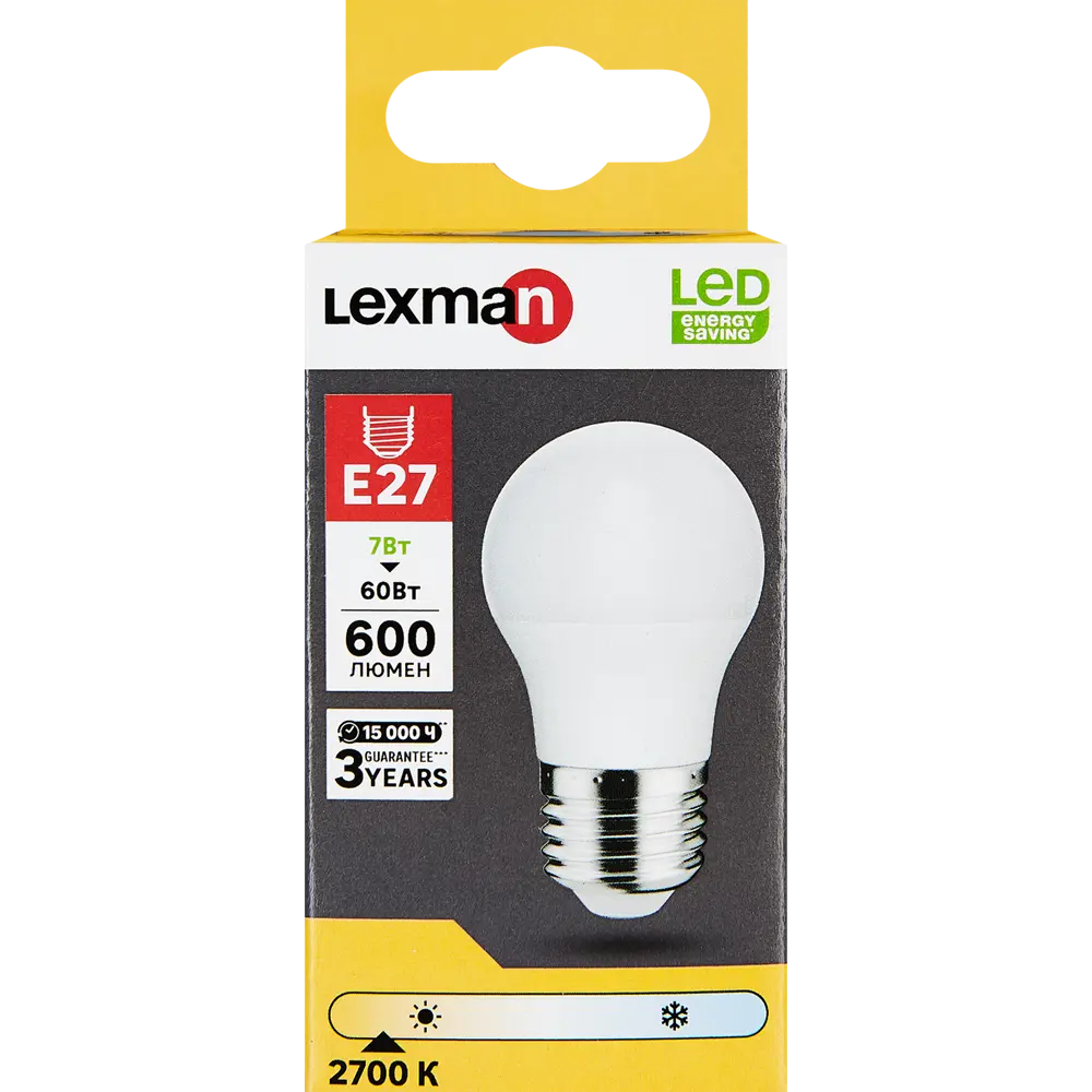 Lexman LED-лампа сферическая E27 7Вт теплый свет 600Лм 86270535 STLM-1376151 - Вид №3