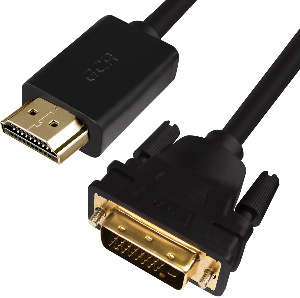 GCR-HD2DVI1-1.8m кабель hdmi-dvi 1.8m черный, od7.3mm, 28/28 awg, позолоченные контакты, 19pin am / 24+1m am double link, тройной экран Greenconnect Santreyd  - Вид №2