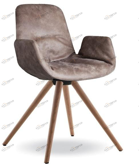 Tonon Стул из кожи или ткани с подлокотниками и деревянной основой Step sun-id-1416638