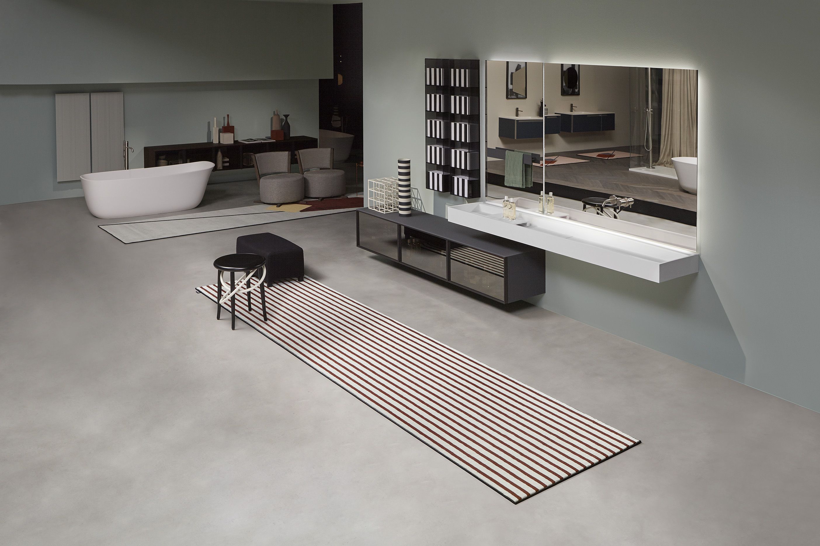 Полосатый прямоугольный коврик для ванной Antoniolupi летающая геометрия ARCH-00110183 - Вид №6