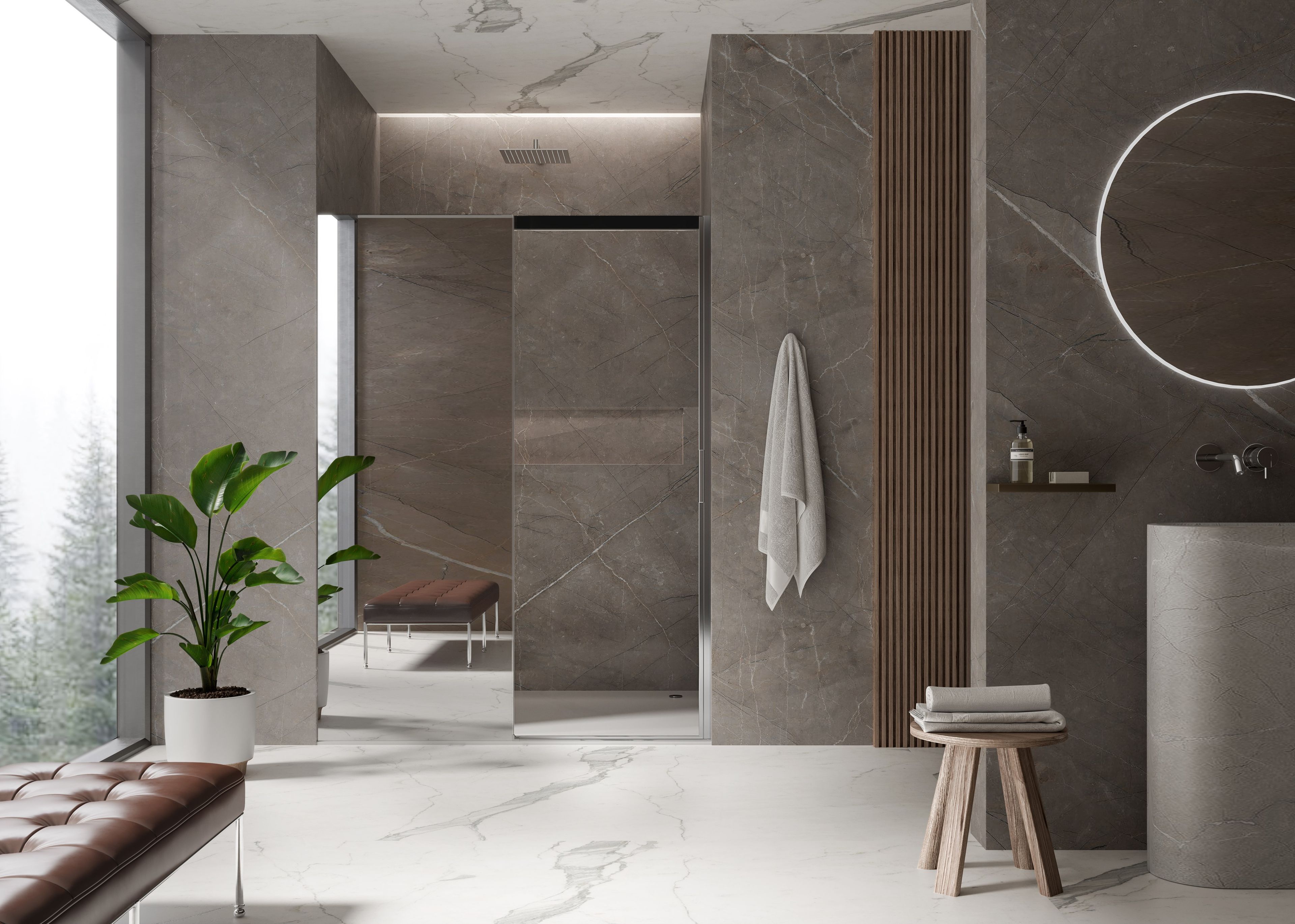 Алюминиевая и стеклянная душевая кабина с раздвижной дверью DUKA вода 5000 ARCH-00118515 - Вид №1