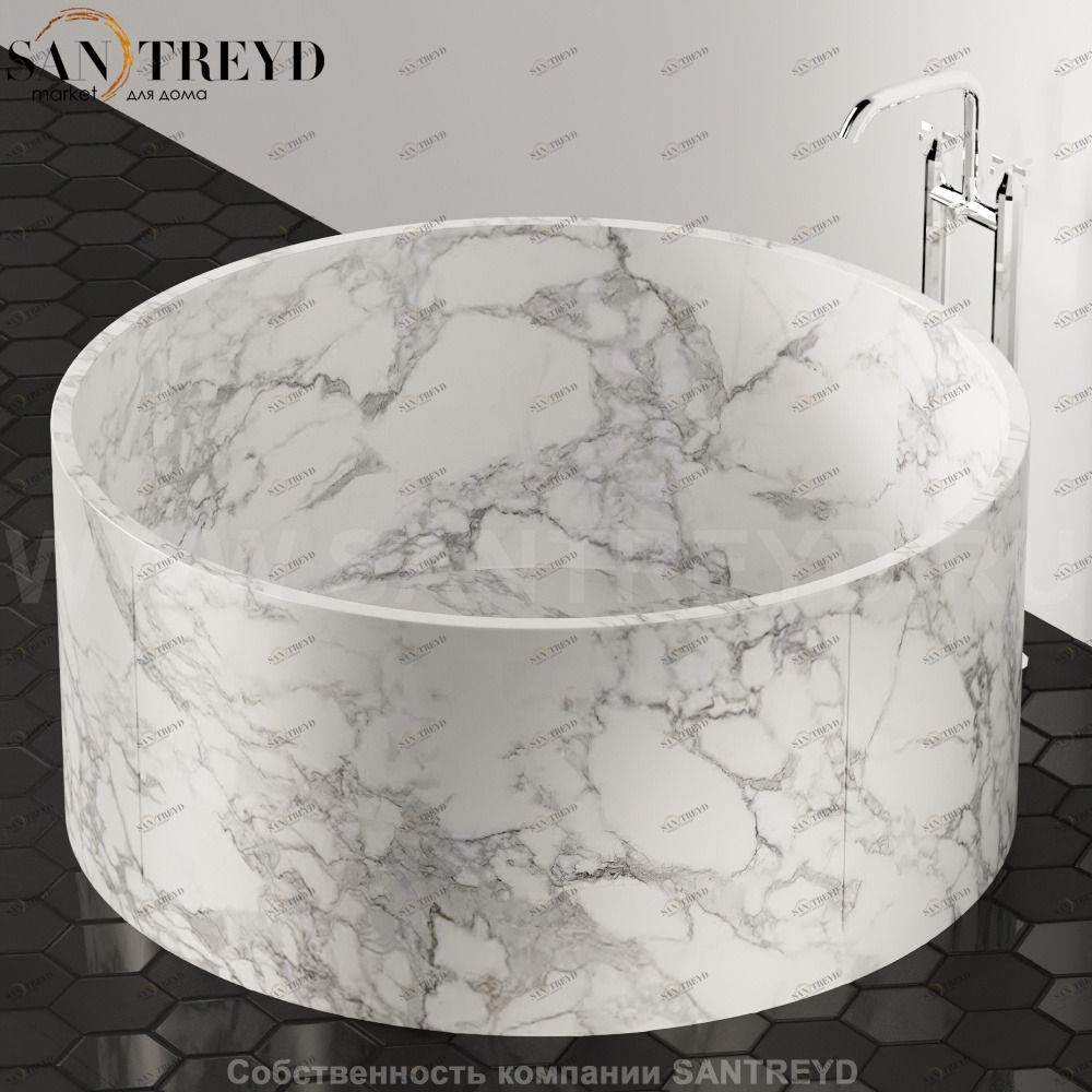 Ванна свободностоящая IN-OUT белый мрамор Agape IN -OUT AVAS1041MC