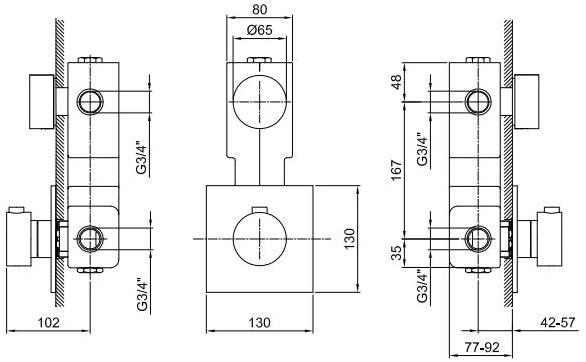 ABOUTWATER Термостатический смеситель для душа / ванны на 2 отверстия Af/21 Fantini Rubinetti sun-id-1406183 - Вид №1