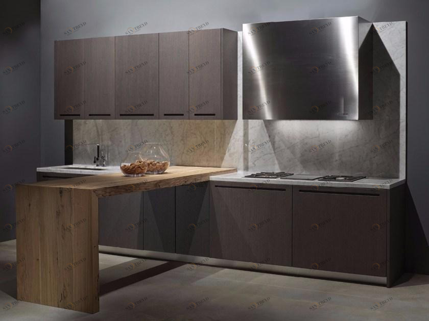 RIFRA Линейная кухня из дуба, тонированного венге Zero sun-id-1376897